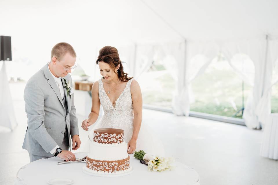 Cutting Cake in Plaza Tent