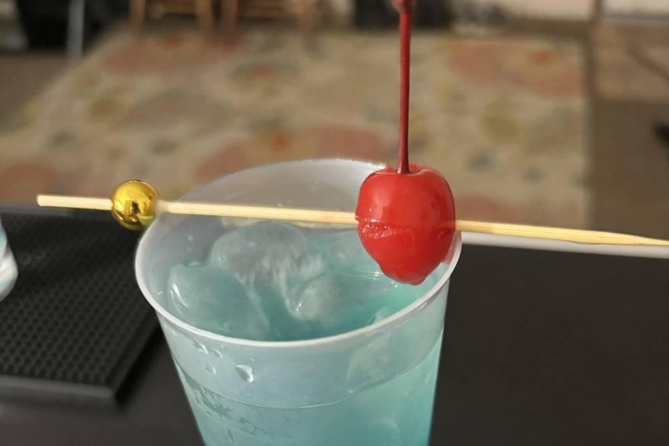 A blue Hawaiian summer drink
