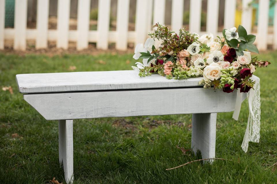 Bouquet on a bench