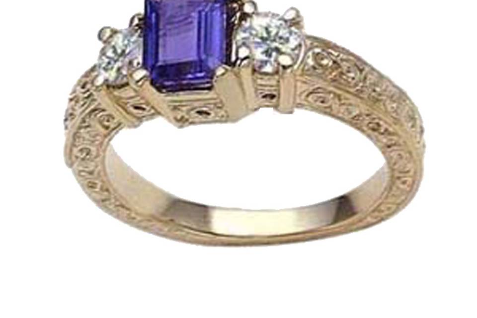 Gold Diamond Tanzanite Ring