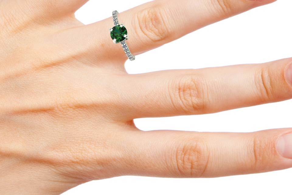 Forest green diamond solitaire