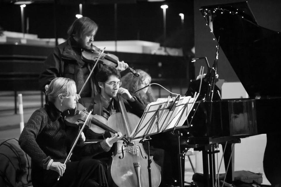 Amethyst Trio playing a marriage proposal at The San Jose International Airport