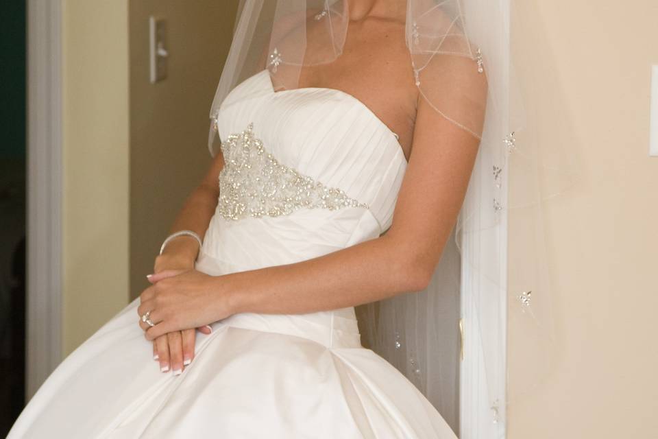 Simple strapless wedding dress