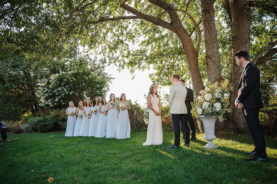 Wedding ceremony under trees