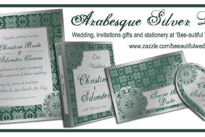 Arabesque Silver lace - customizable colours and texts
