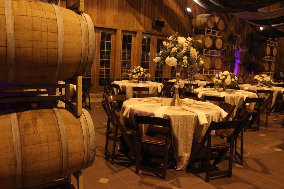 Reception in the Barrel Room for 200+ guests.