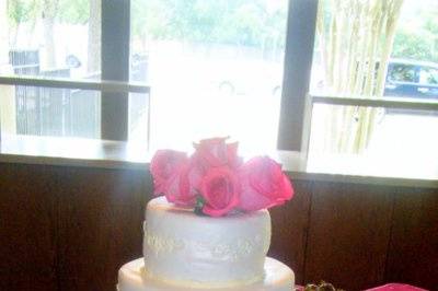 Tiffany Blue wedding cake.  Fondant with satin ribbon