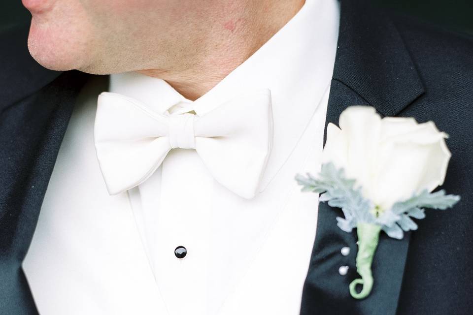 White rose boutonniere