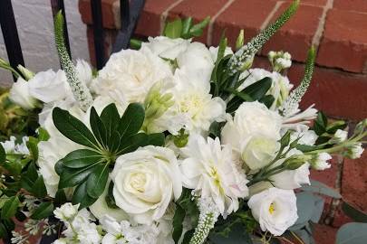 White rose cascade bouquet