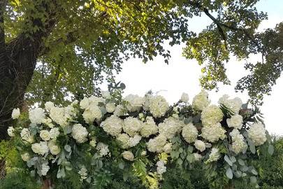 White flowers floral arch