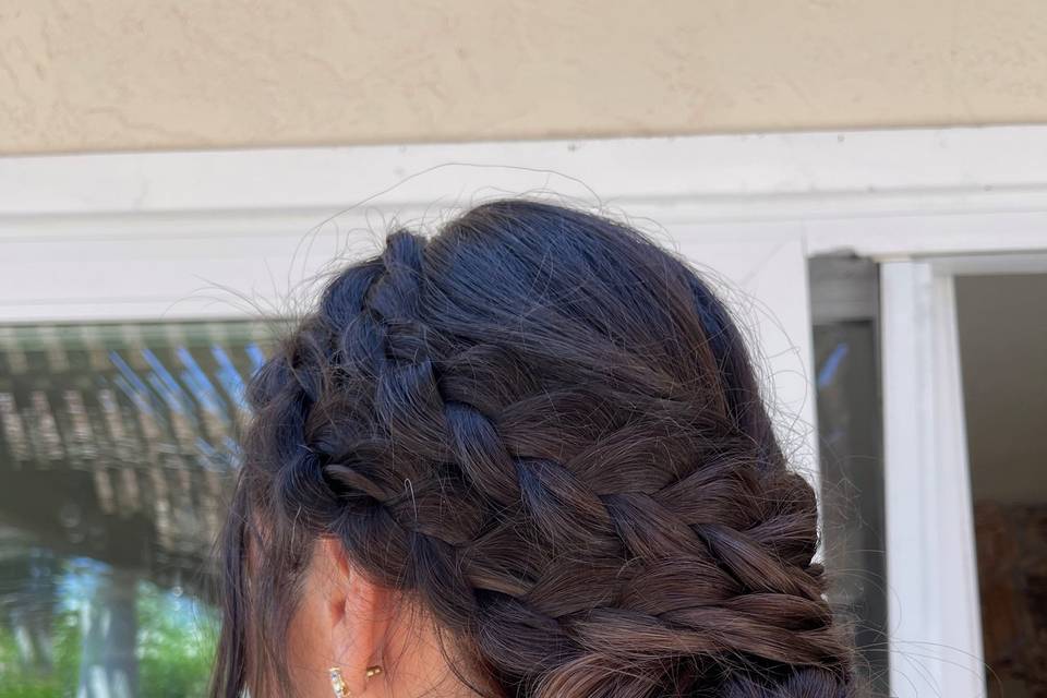 Braided low bun updo