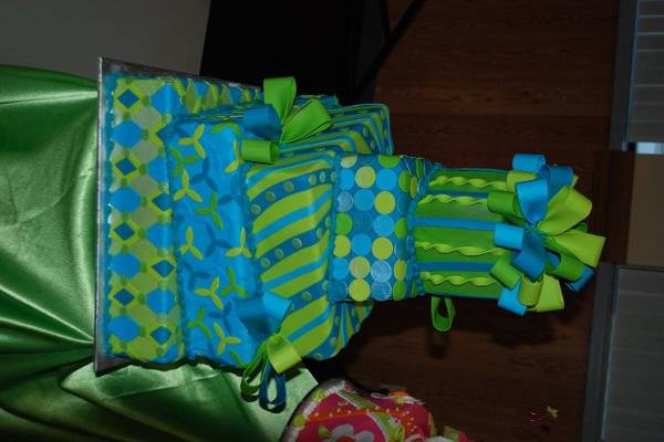lime and blue funky package cake