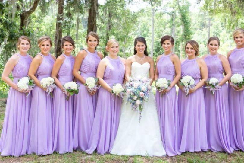 purple and white wedding dress