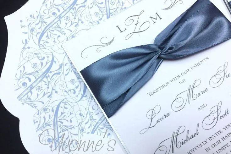 Steel Blue Wedding Invitation