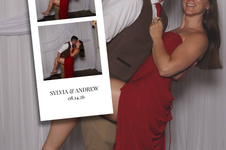 Photo strip wedding drapes