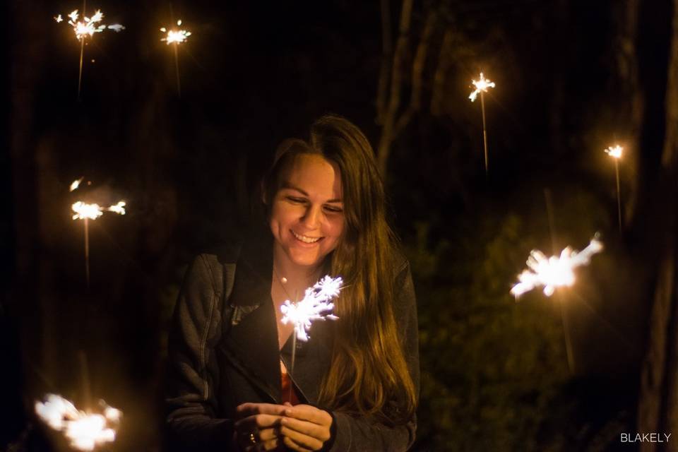 Bride holding up a sparkler