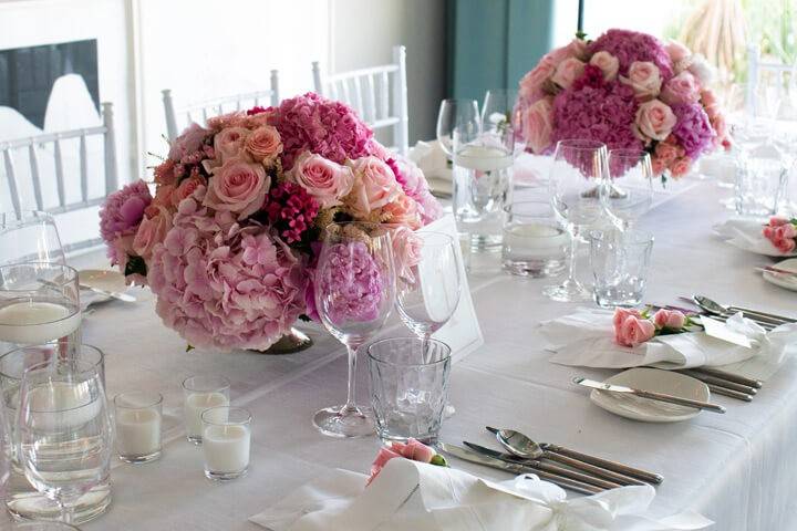 Pink centerpieces