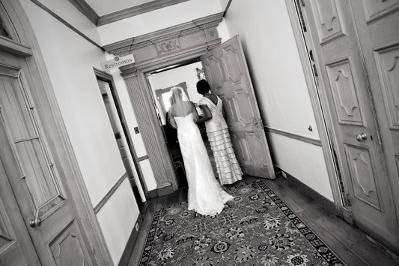 Kristen escorted to the ceremony, preparing to take her vows.