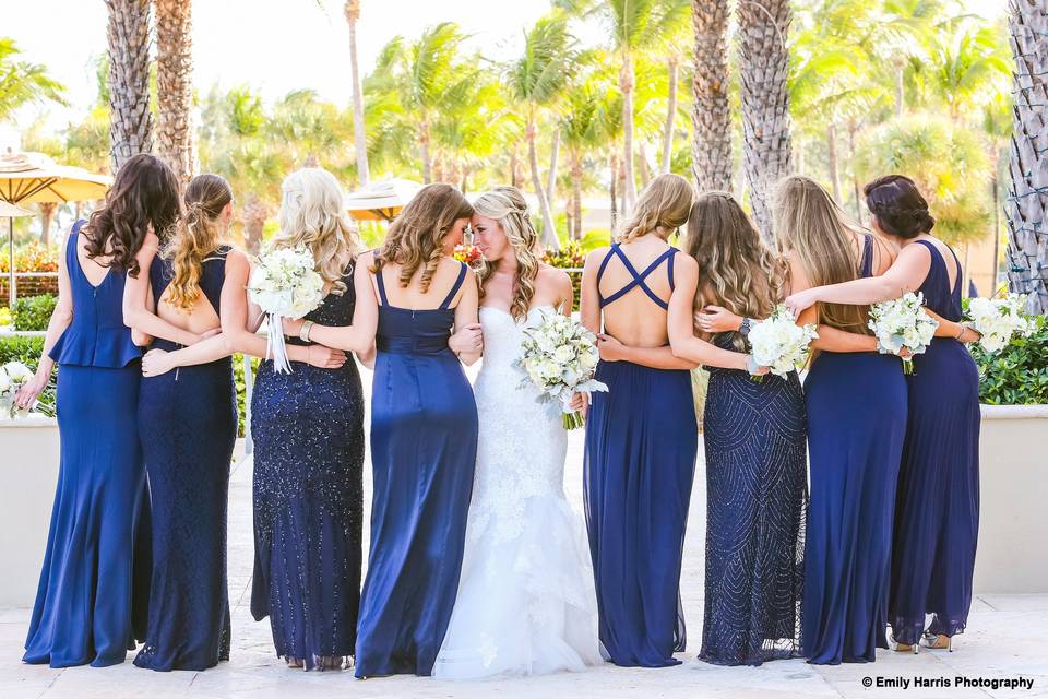 The bride with her bridesmaids