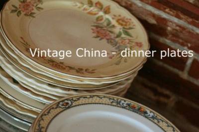 Hundreds of patterns ~ mismatched vintage dinner and dessert plates...