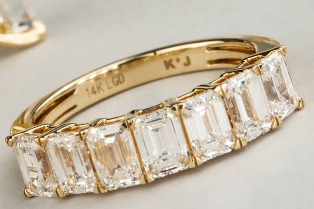 Emerald Diamond Wedding Band