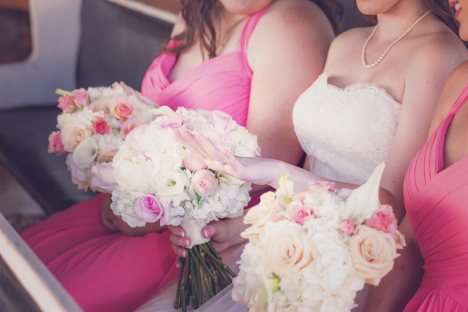 Bridal boots and bouquet