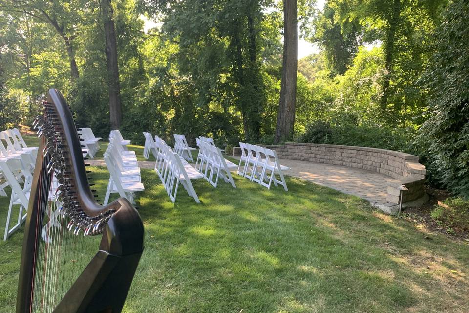 Harp at outdoor ceremony