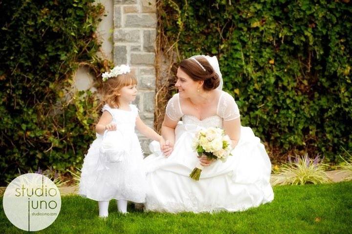 Bride and flower girl