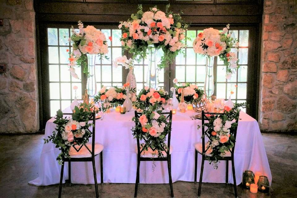 Grapefruit+floral Tablescape