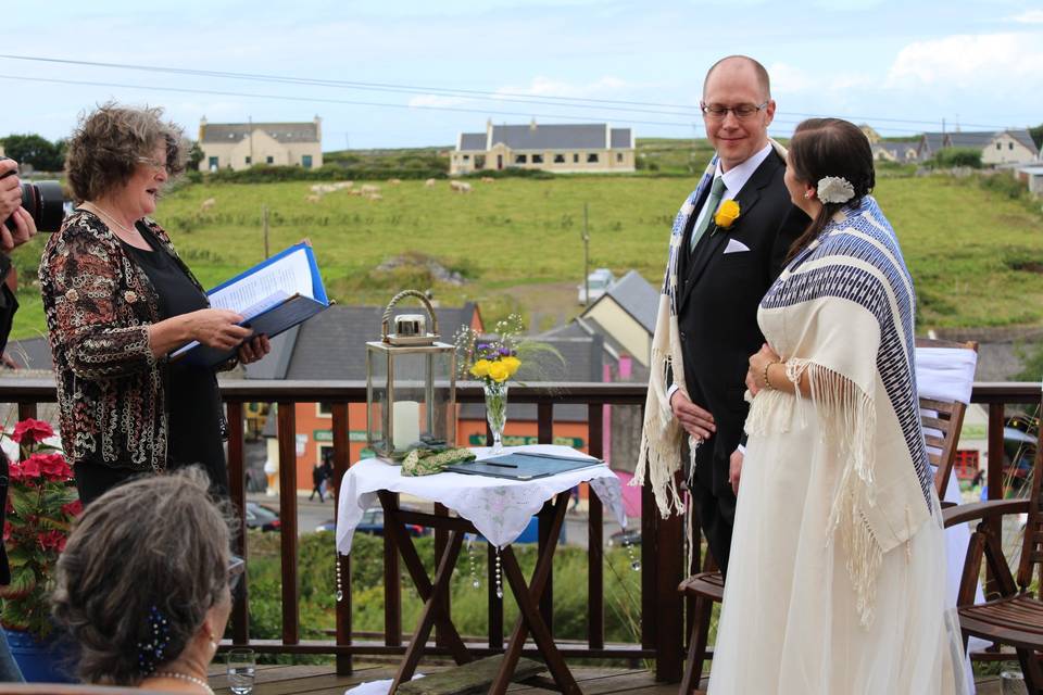 The deck at Sea View House in Doolin overlooking the ocean is the ideal location for your private wedding ceremony.