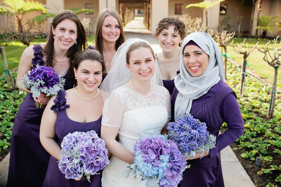 Bride and her bridesmaids