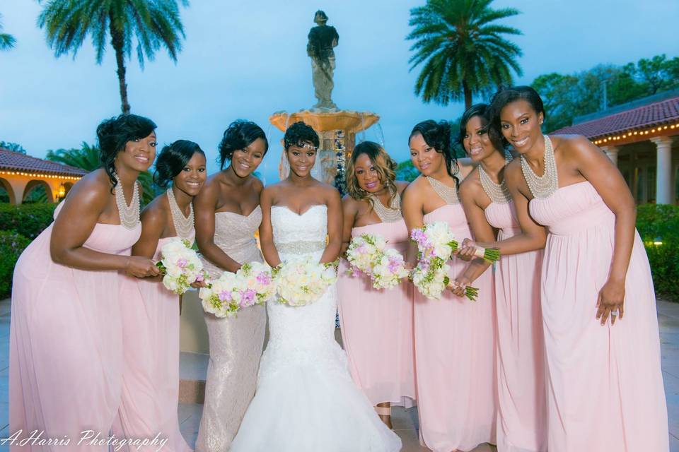 Bride and her bridesmaids