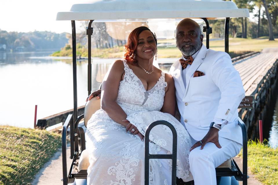 Relaxing in the Golf cart