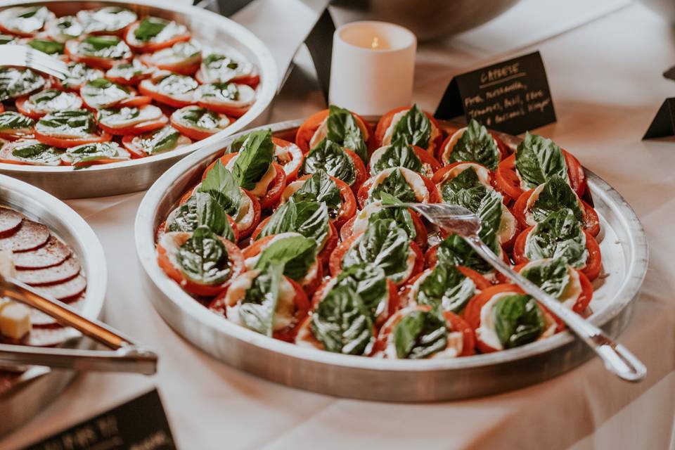 Caprese platter and salads