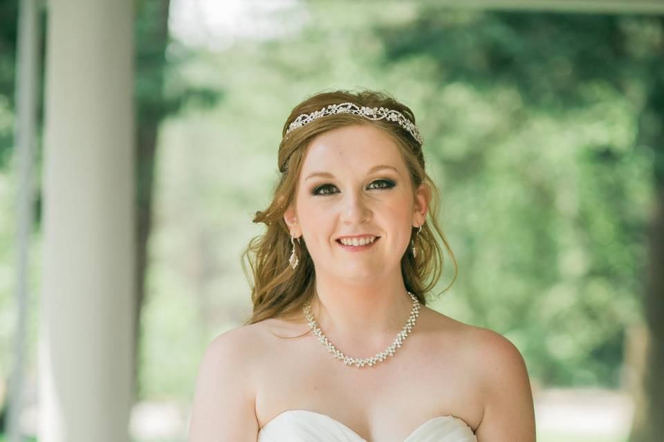 The bride holding her bouquet