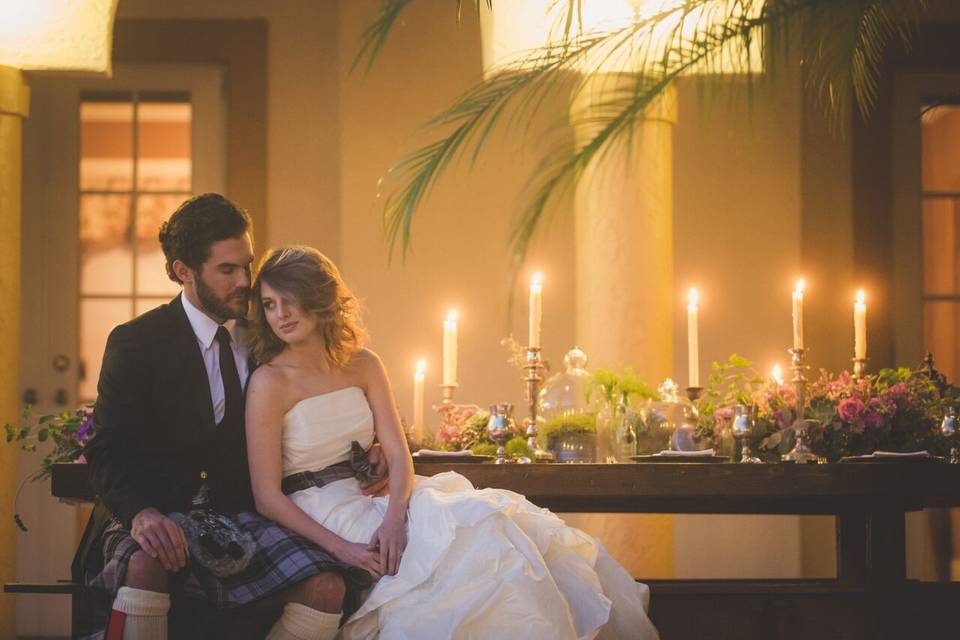 Newlyweds at their table