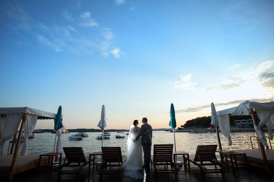 Bride & groom at sunset - hvar, croatia