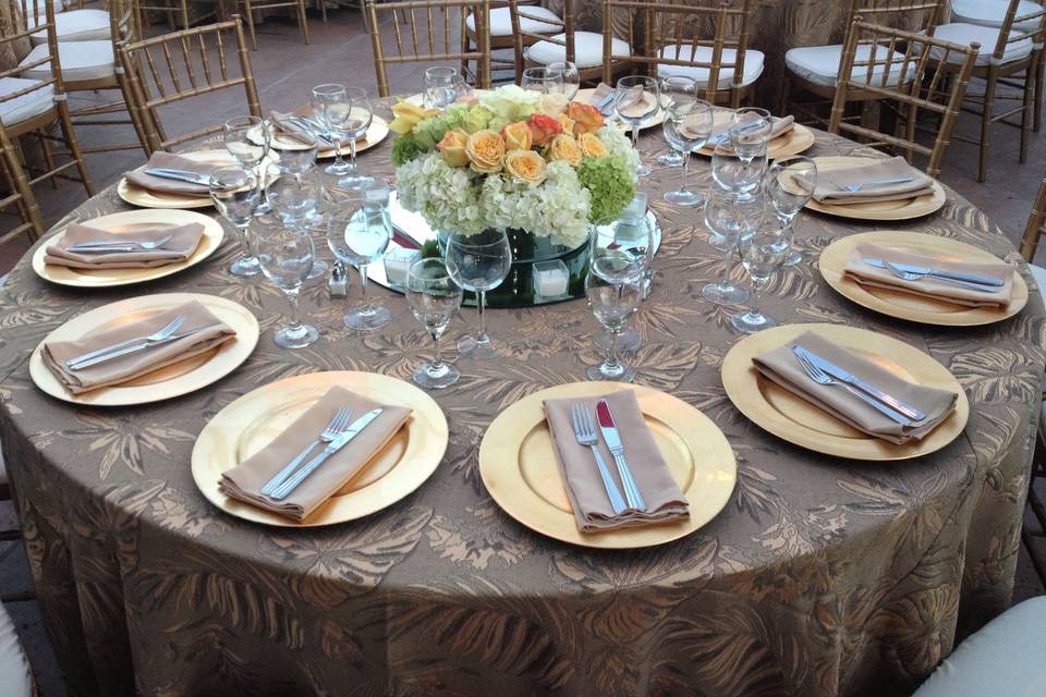 Table setting, gold & copper accents