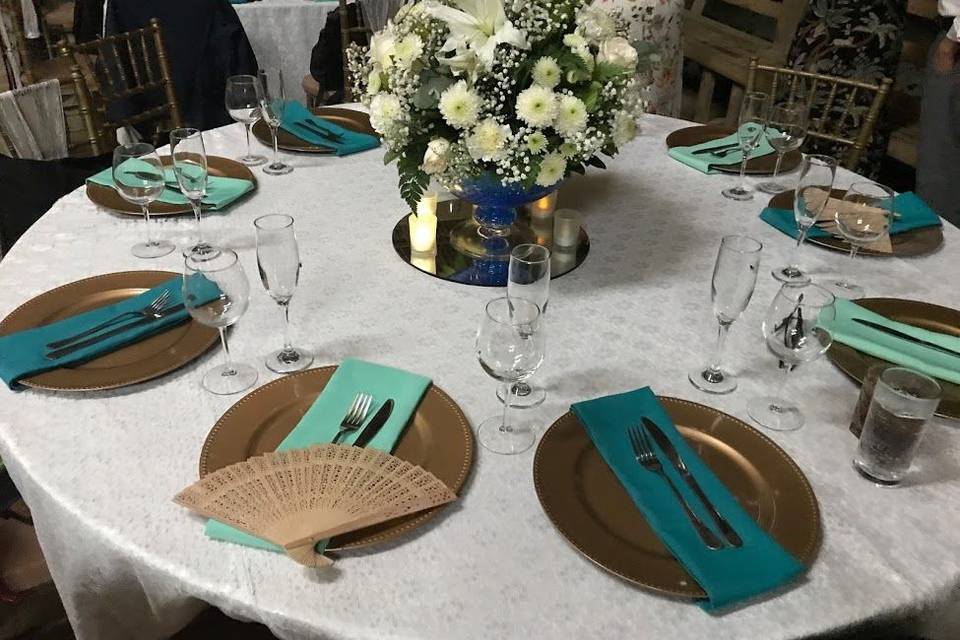 Table setting with an ocean hue