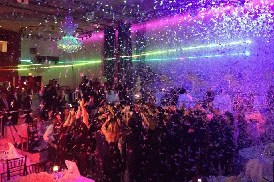 Confetti drop wedding reception dancefloor