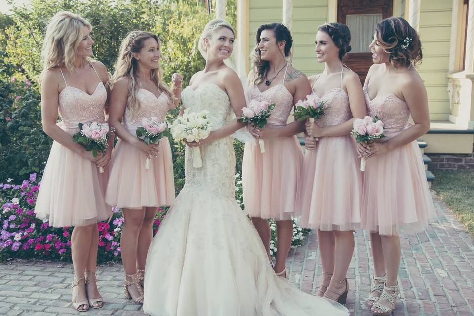 Bride and bridesmaids