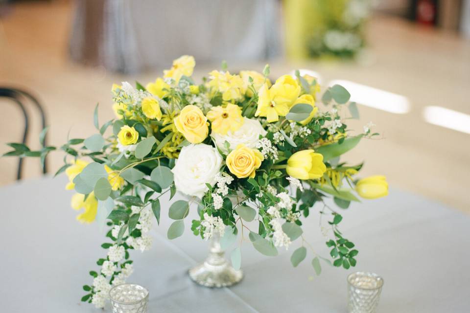 Yellow wedding centerpiece