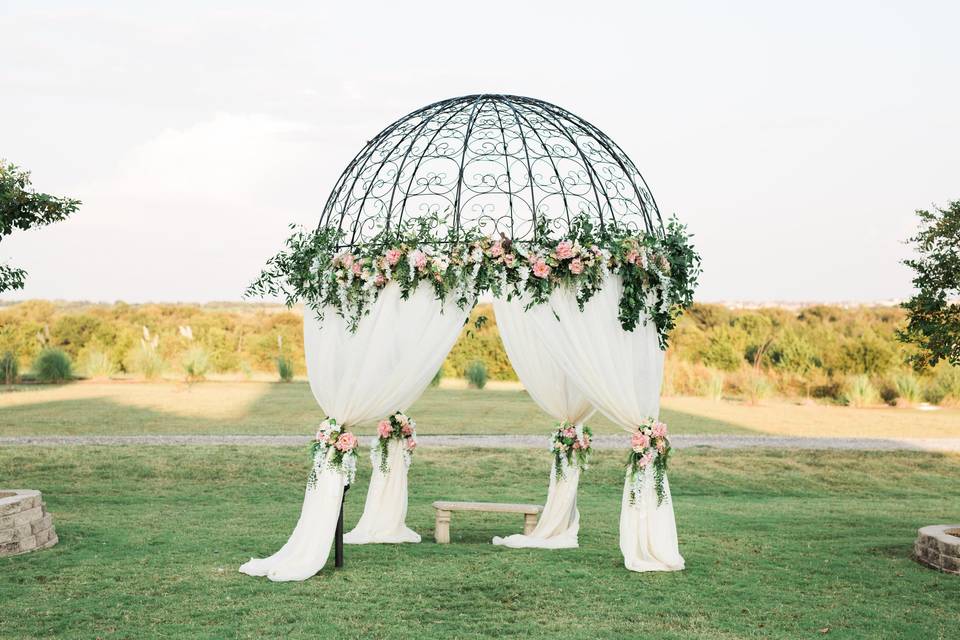Gazebo draping and florals