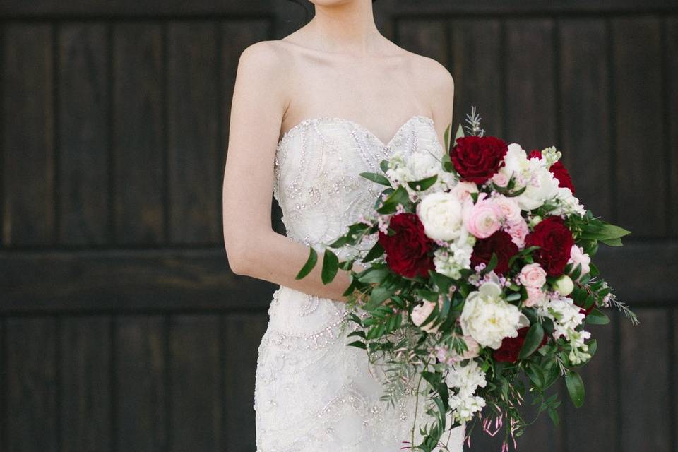 Lush burgundy  blush bouquet