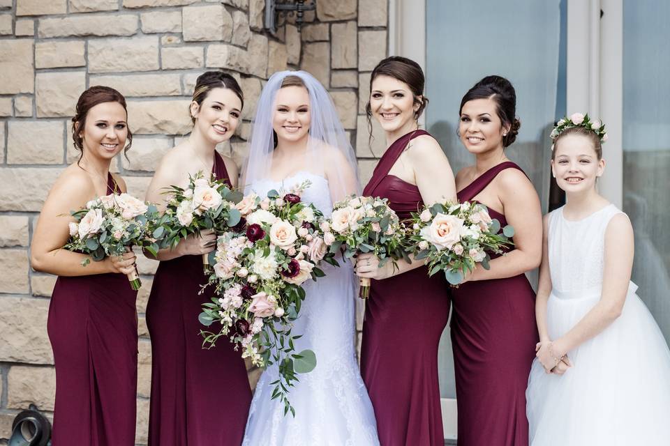 Full Cascade with bridemaids