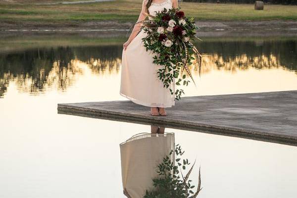 Feathered fun bridal bouquet