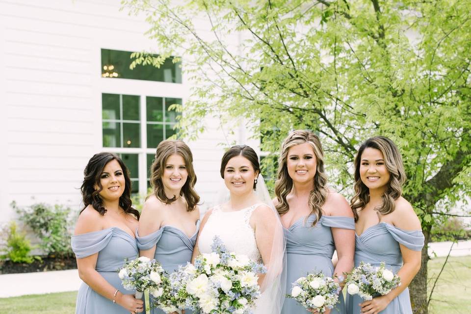 Dusty blue wedding flowers