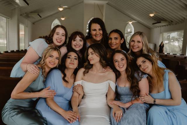 Bridesmaids in Blue Dresses