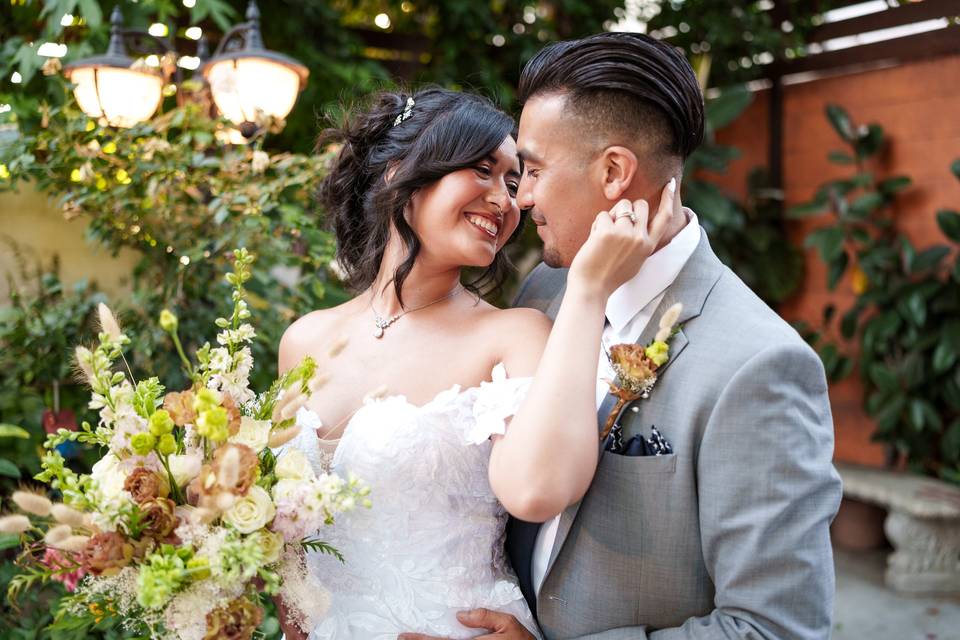 Garden wedding portrait