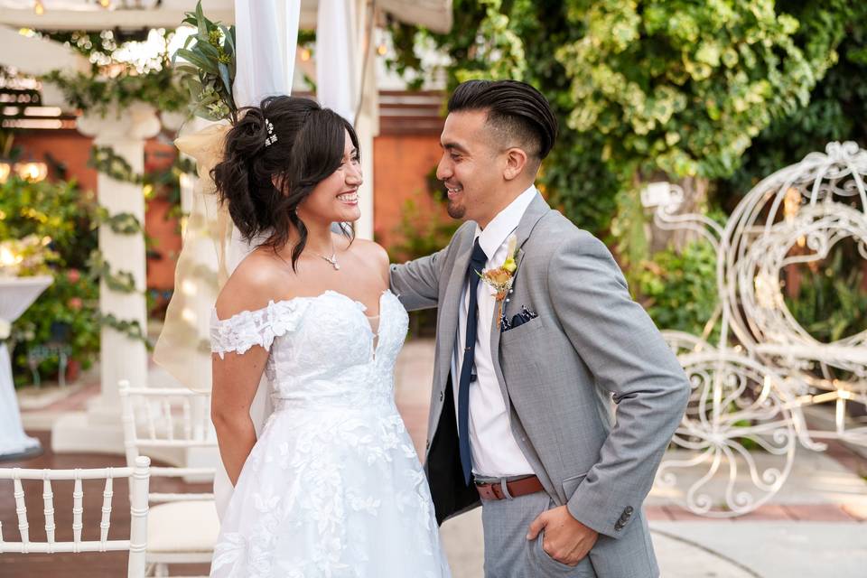 Garden wedding portrait